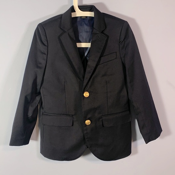 CrewCuts Ludlow navy blazer suit jacket size 6 gold 2 button wool blend - Picture 1 of 7